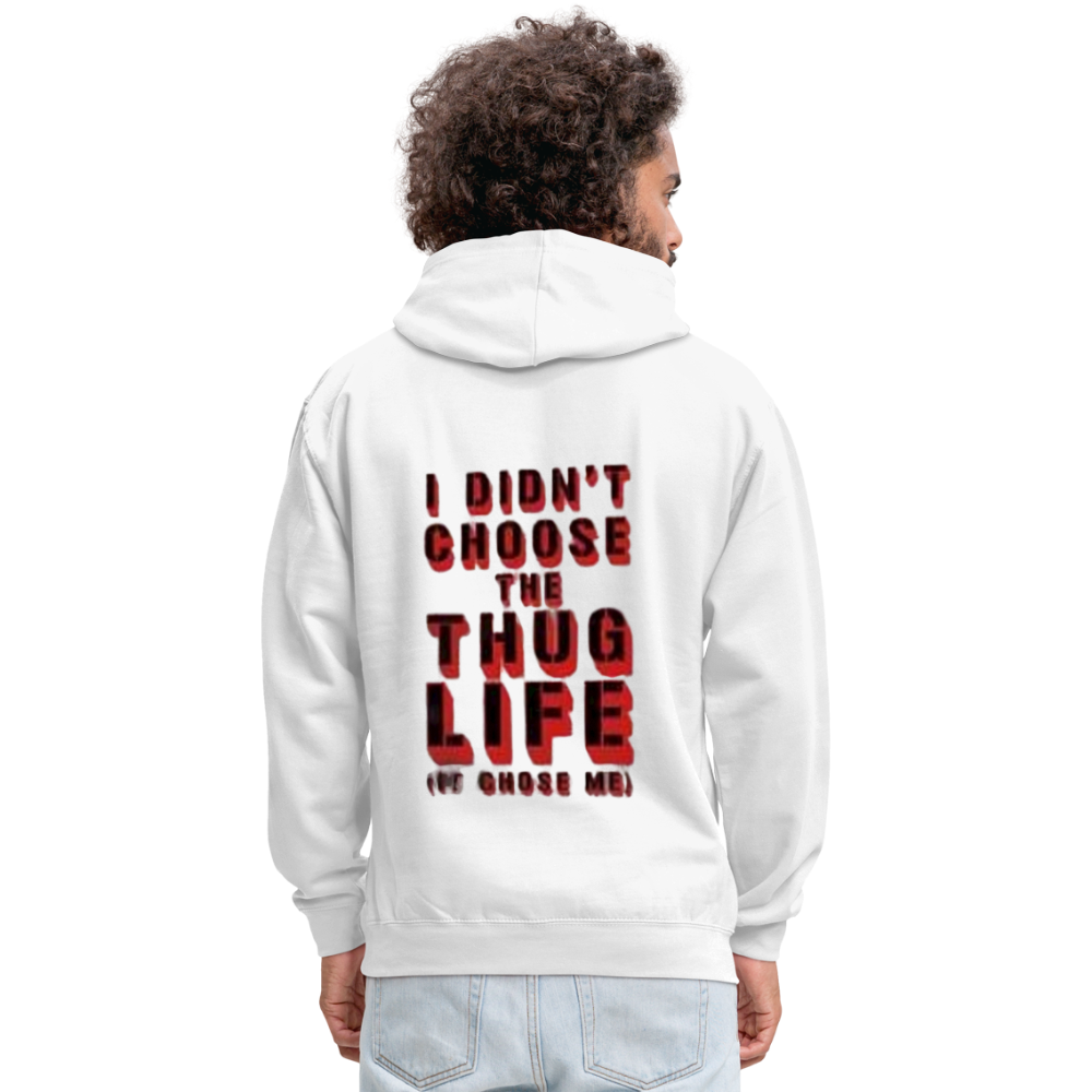 Boys Contrast Thug Life Print Hoodie - white/gray