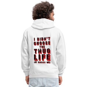 Boys Contrast Thug Life Print Hoodie - white/gray