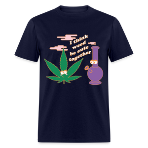 Unisex Classic Weed Print T Shirt - navy