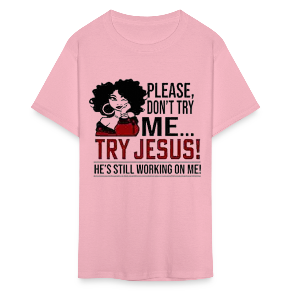 Women's Classic Jesus Print T Shirt - pink