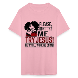 Women's Classic Jesus Print T Shirt - pink