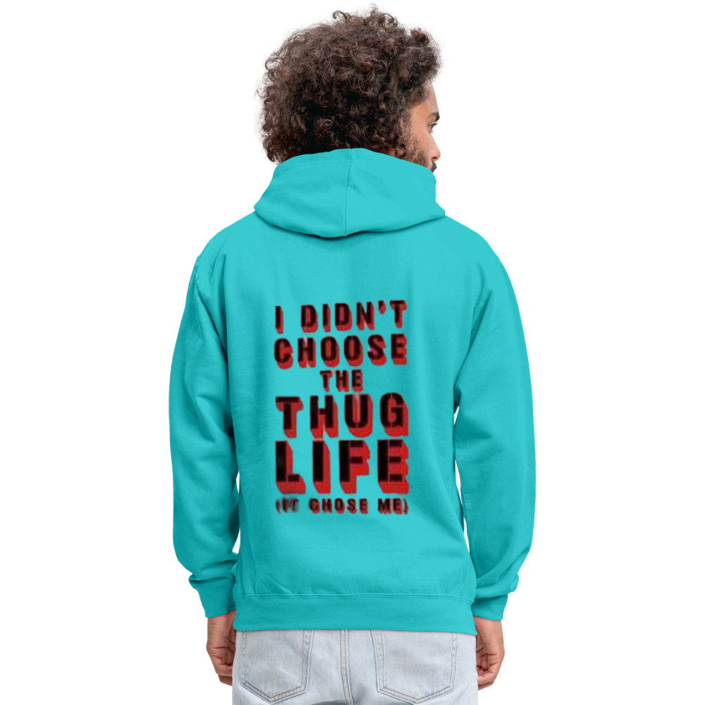 Boys Contrast Thug Life Print Hoodie - scuba blue/asphalt