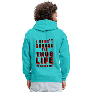 Boys Contrast Thug Life Print Hoodie - scuba blue/asphalt