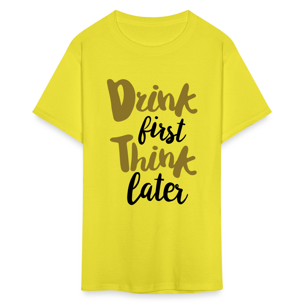 Unisex Drink Print T Shirt - yellow