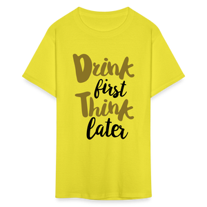 Unisex Drink Print T Shirt - yellow