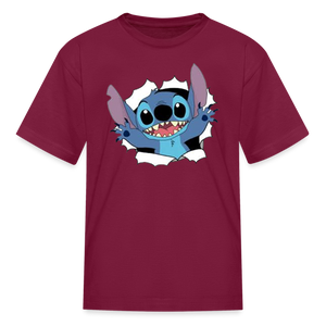 Kids and Babies Unisex Stitch Print  T-Shirt - burgundy