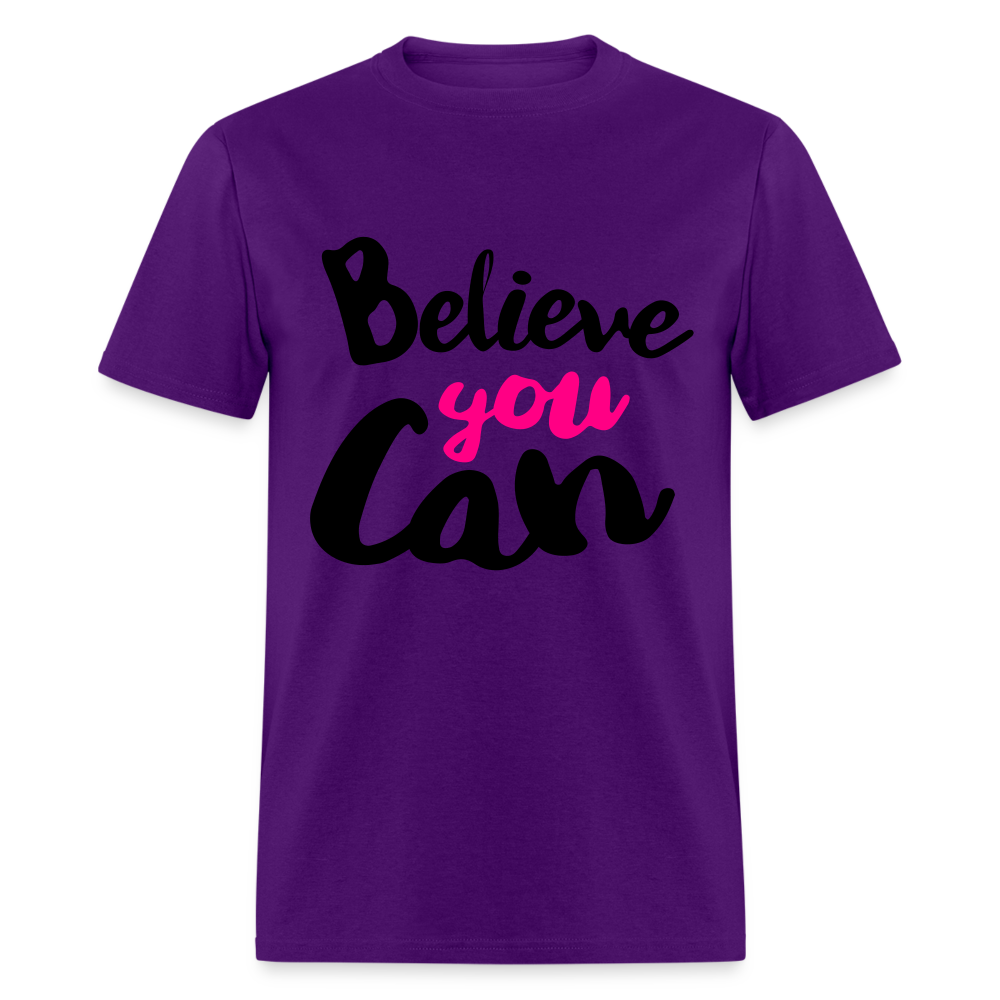 Adult Unisex  Believe You Can Print T Shirt - purple