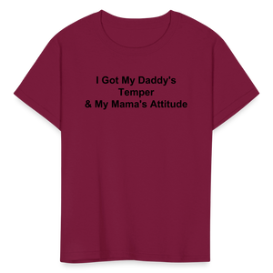 Kids Unisex Attitude Custom T Shirt - burgundy