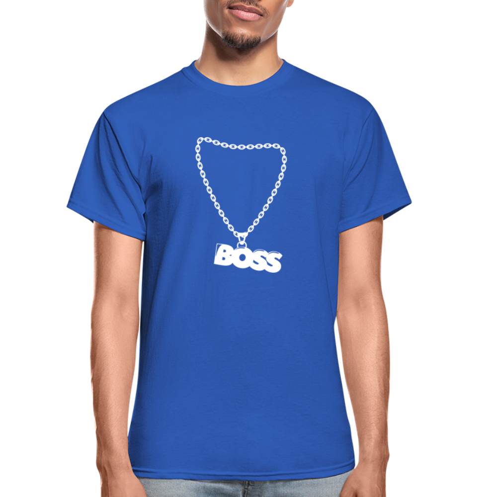 Unisex Adult Gildan Ultra Cotton Boss Print T Shirt - royal blue