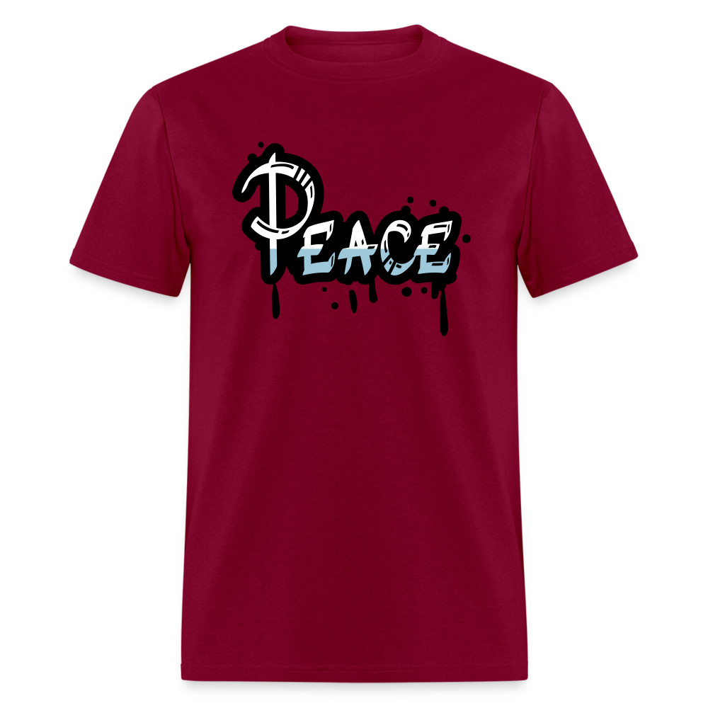 Unisex Peace Print T Shirt - burgundy