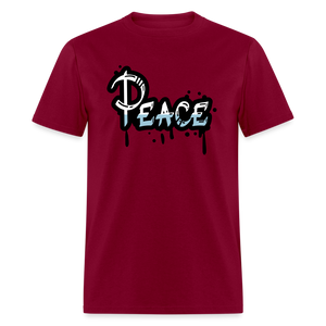 Unisex Peace Print T Shirt - burgundy