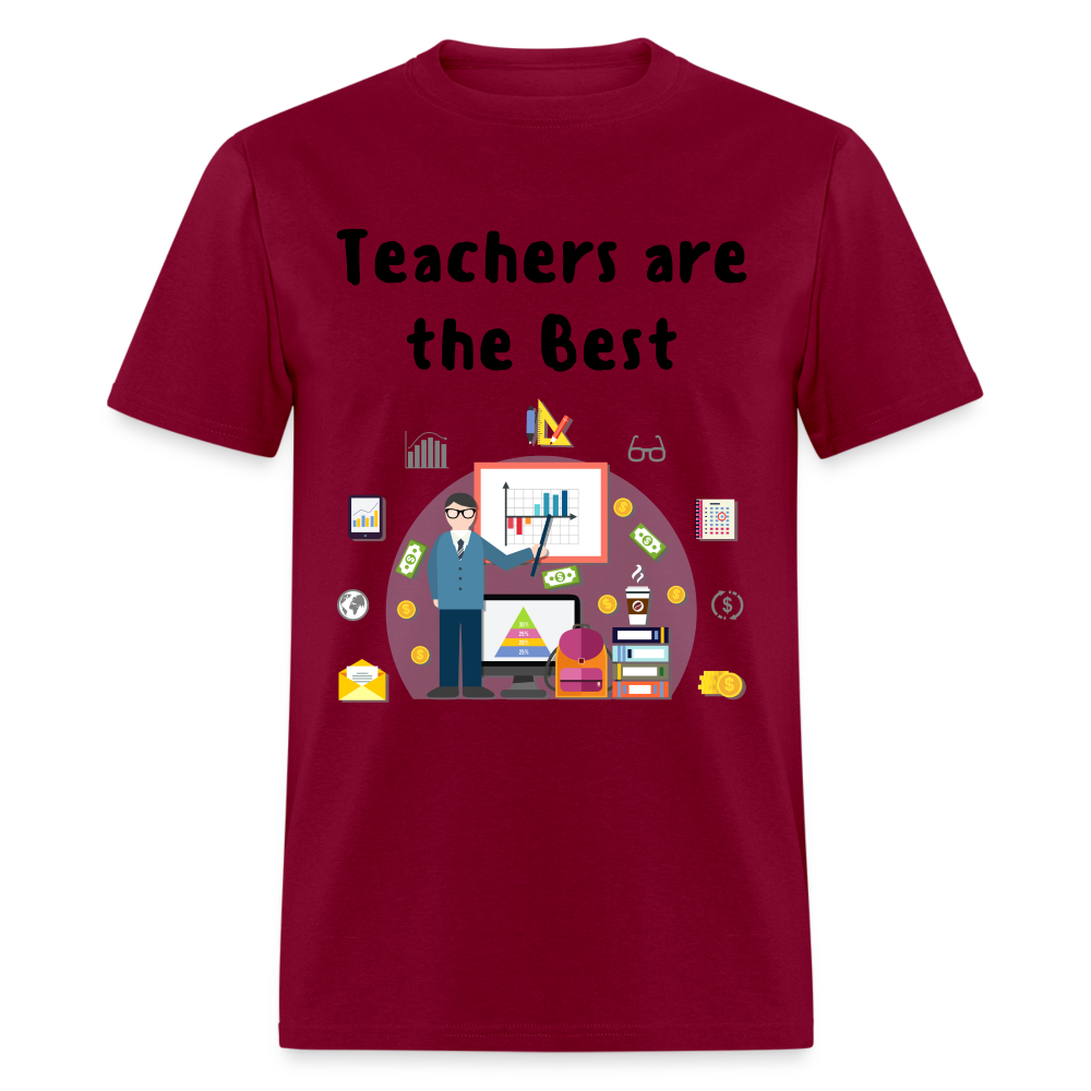 Unisex Adult Teachers Print T Shirt - burgundy