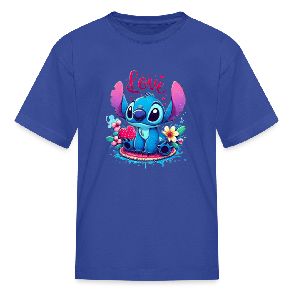 Kids Fruit of the Loom Stitch Print T Shirt - royal blue