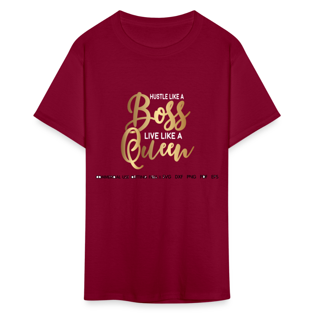 Women's Classic Boss Queen Print T Shirt - burgundy