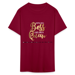 Women's Classic Boss Queen Print T Shirt - burgundy