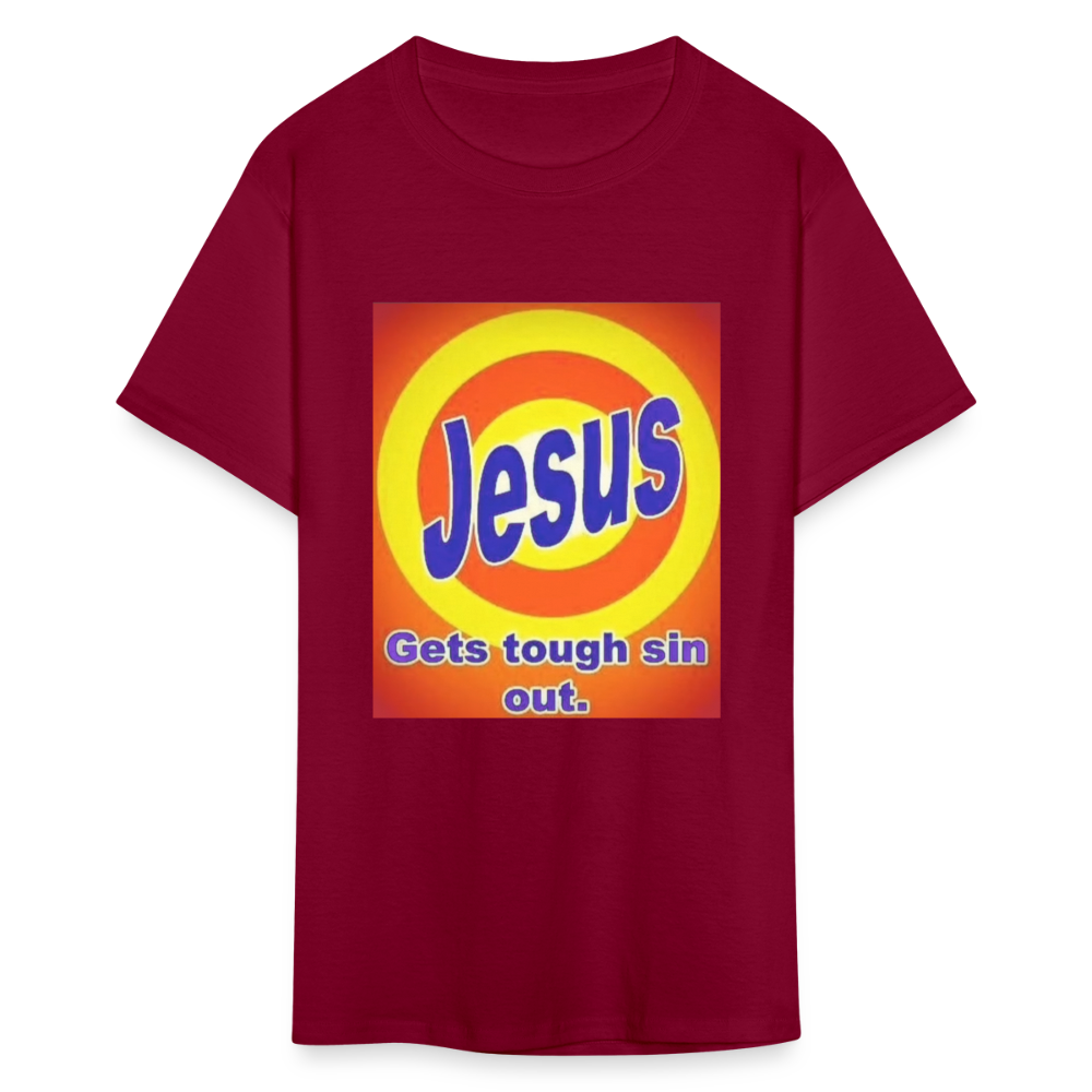 Unisex Classic Jesus Print T Shirt - burgundy