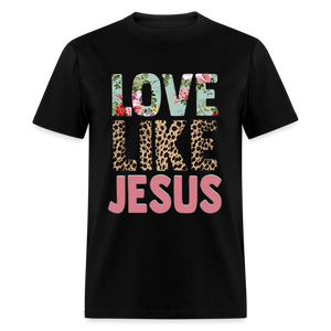 Unisex Jesus Print T Shirt - black