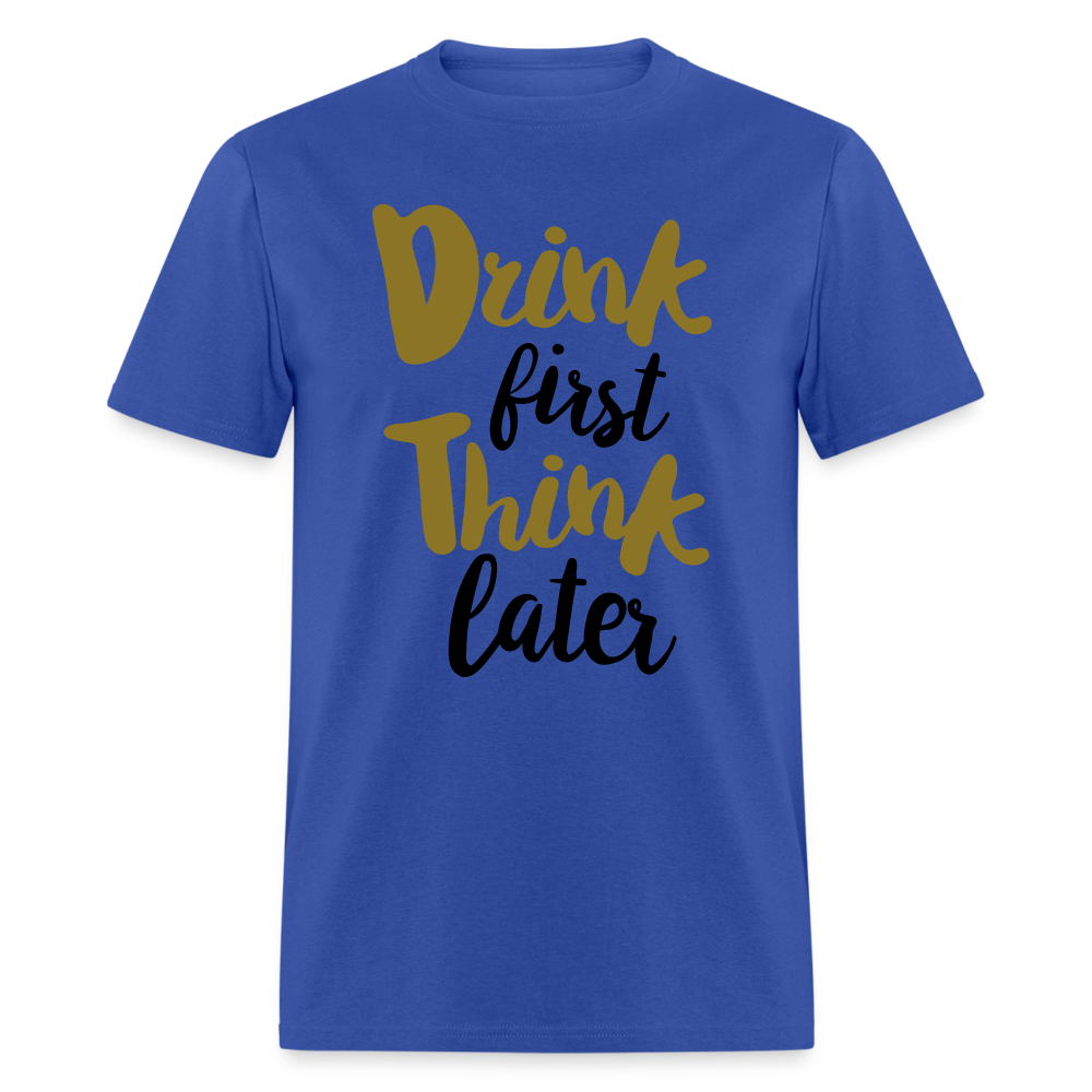 Unisex Drink Print T Shirt - royal blue