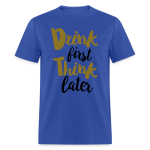 Unisex Drink Print T Shirt - royal blue