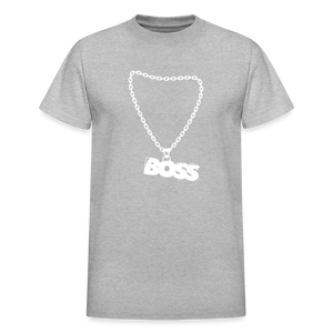 Unisex Adult Gildan Ultra Cotton Boss Print T Shirt - heather gray