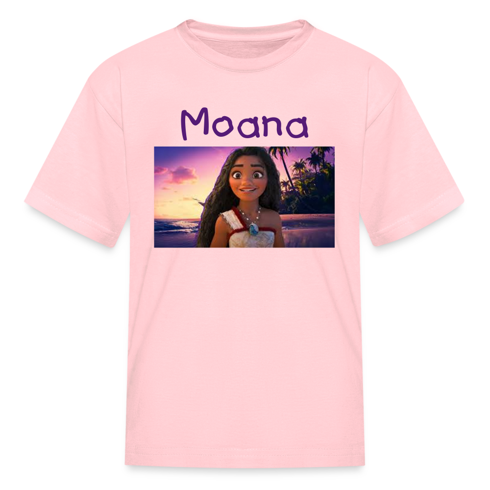 Kids Girls Fruit of the Loom Moana Print T Shirt - pink