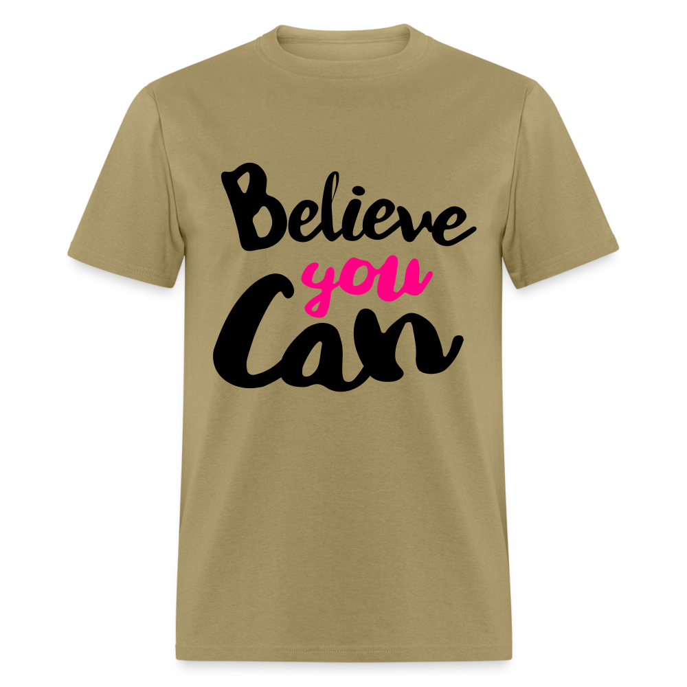 Adult Unisex  Believe You Can Print T Shirt - khaki