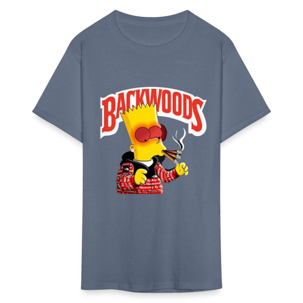 Unisex Backwoods Bart Print T Shirt - denim