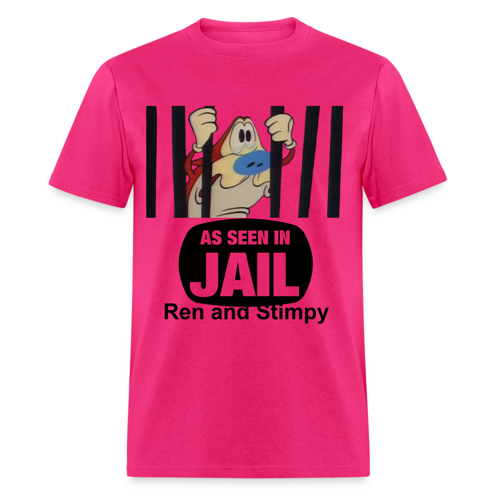 Unisex Ren and Stimpy Print T Shirt - fuchsia