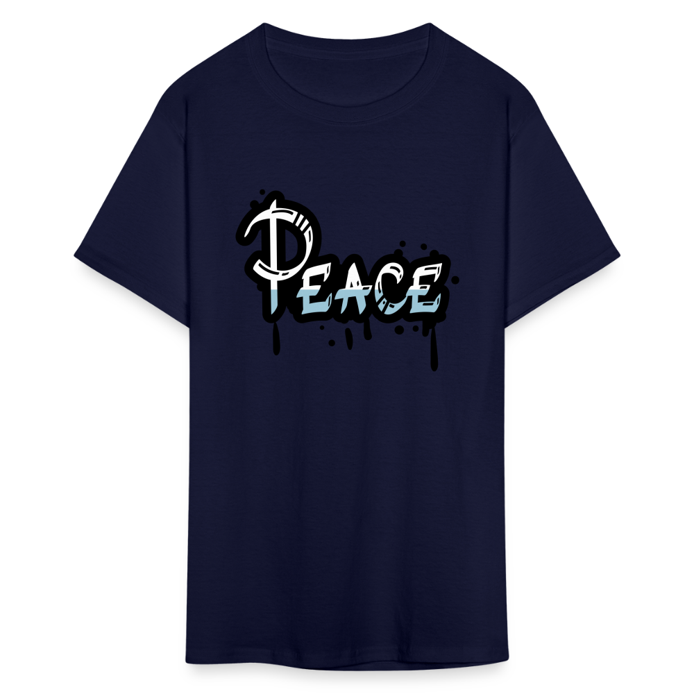 Unisex Peace Print T Shirt - navy