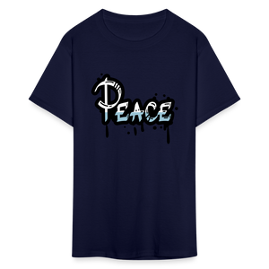 Unisex Peace Print T Shirt - navy