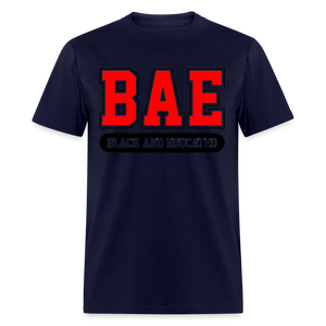 Unisex Classic Bae Print Fruit of The Loom T Shirt - navy