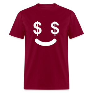 Unisex  Money Face Print T Shirt - burgundy