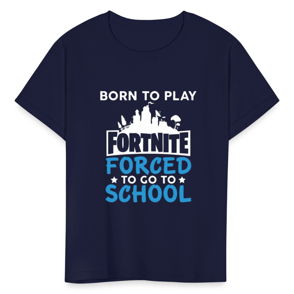 Boys Forced to go to School Print T Shirt - navy