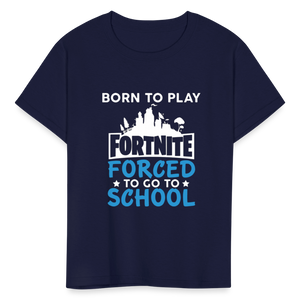 Boys Forced to go to School Print T Shirt - navy