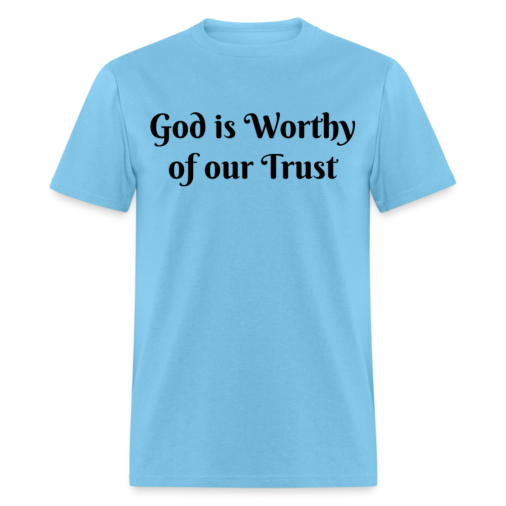 Adult Unisex God is Worthy Print T Shirt - aquatic blue