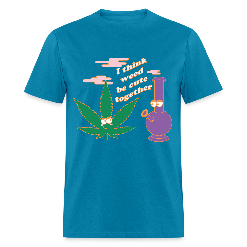 Unisex Classic Weed Print T Shirt - turquoise