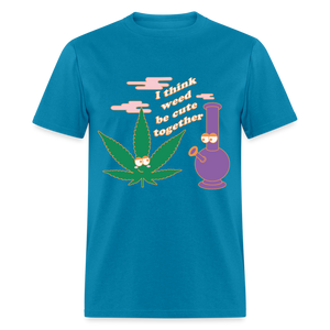 Unisex Classic Weed Print T Shirt - turquoise