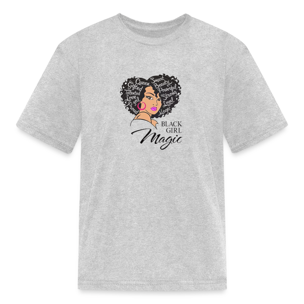 Girls Fruit of the Loom Black Girl Print T Shirt - heather gray