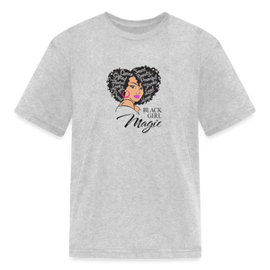 Girls Fruit of the Loom Black Girl Print T Shirt - heather gray