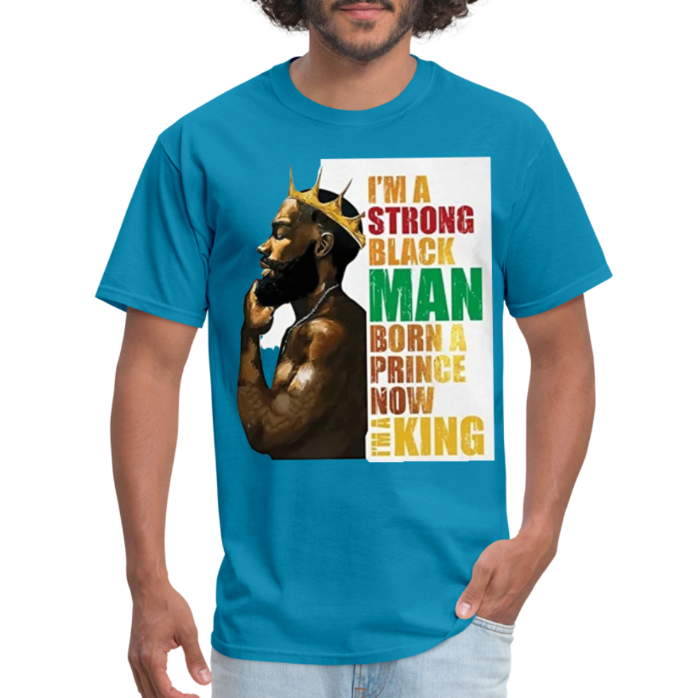 Men's Black King Print T Shirt - turquoise