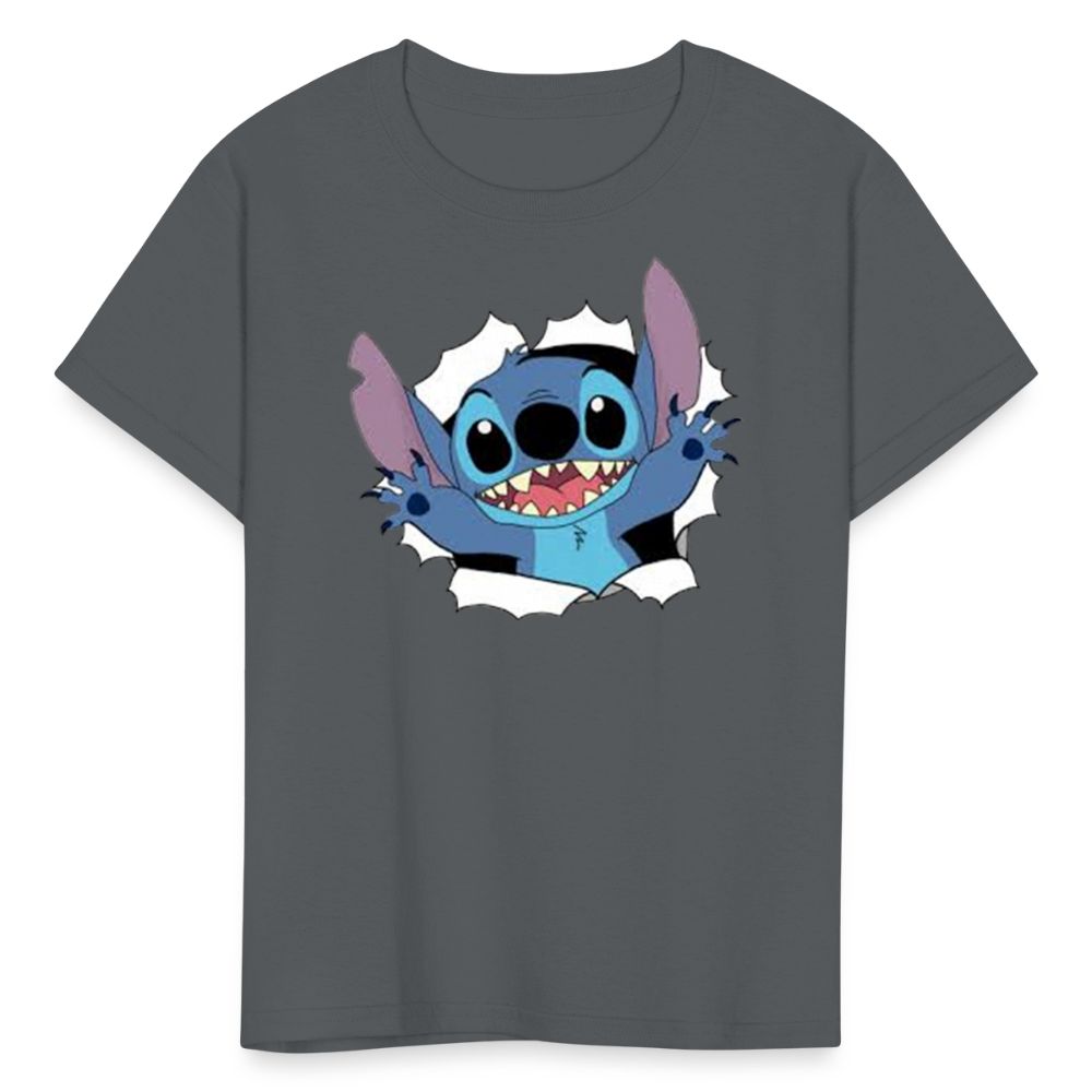 Kids and Babies Unisex Stitch Print  T-Shirt - charcoal