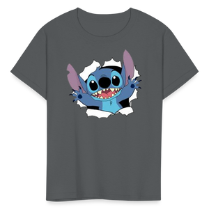 Kids and Babies Unisex Stitch Print  T-Shirt - charcoal