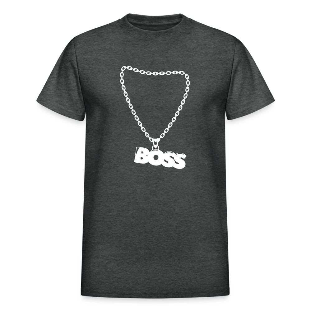 Unisex Adult Gildan Ultra Cotton Boss Print T Shirt - deep heather