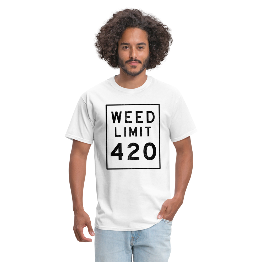 Unisex Weed Limit 420 Print T Shirt - white