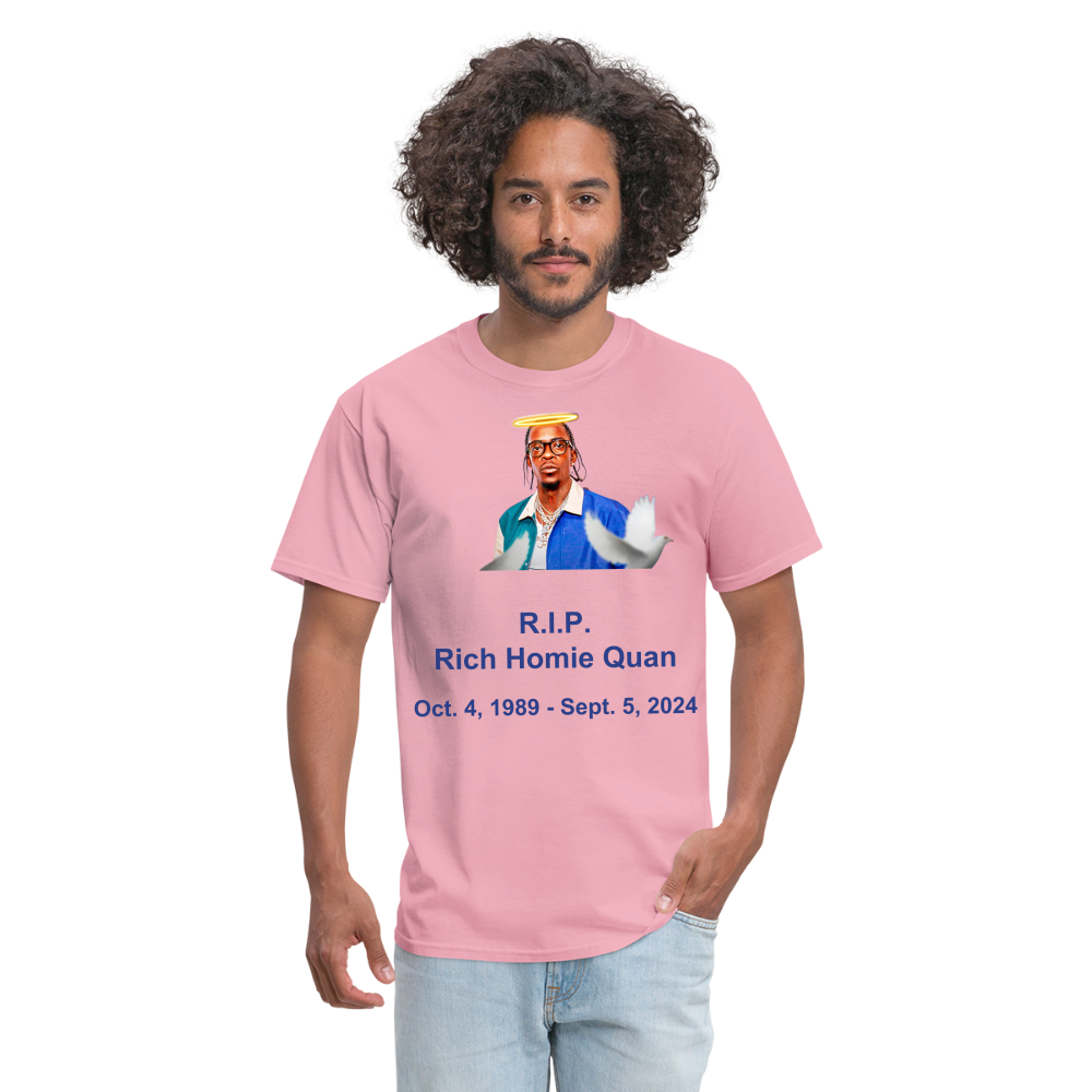 Unisex  RIP Rich Homie Quan Print T Shirt - pink