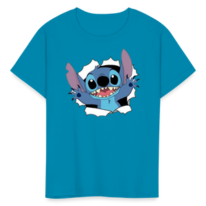 Kids and Babies Unisex Stitch Print  T-Shirt - turquoise