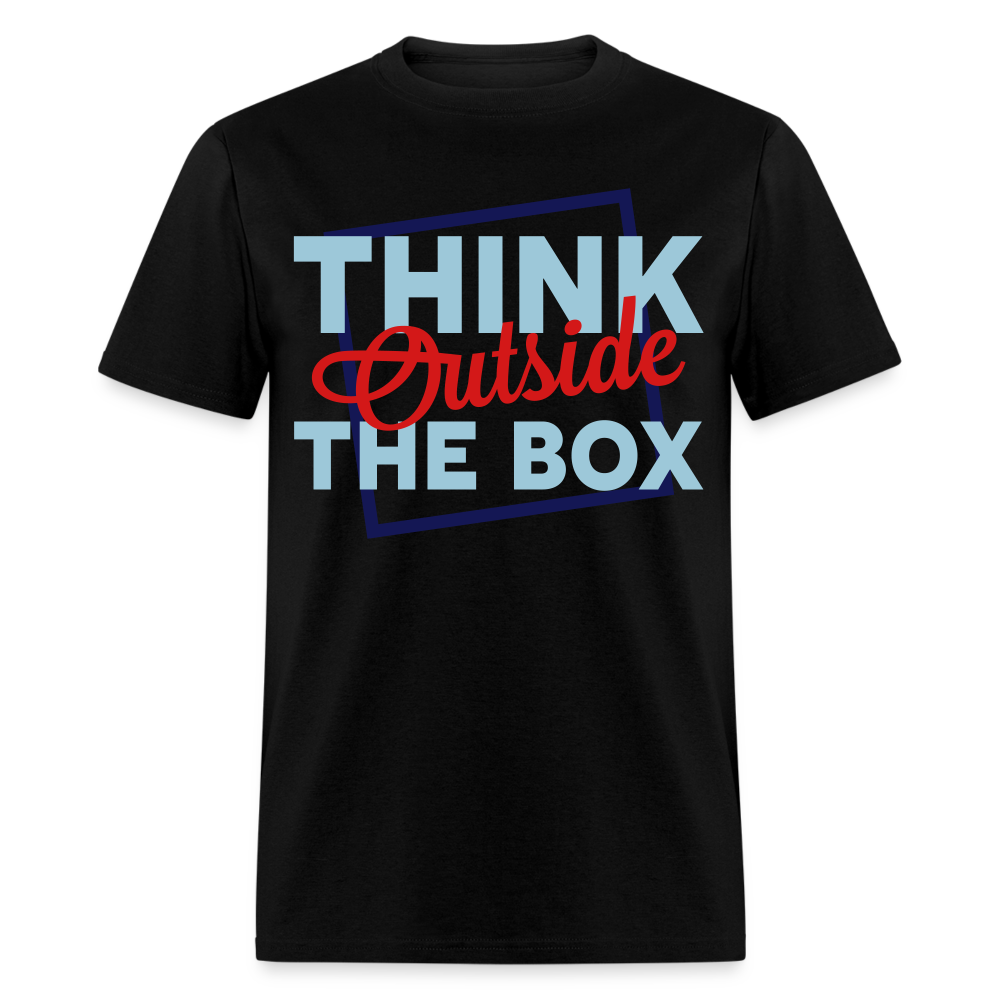 Unisex Adults Think Outside the Box Print T Shirt - black