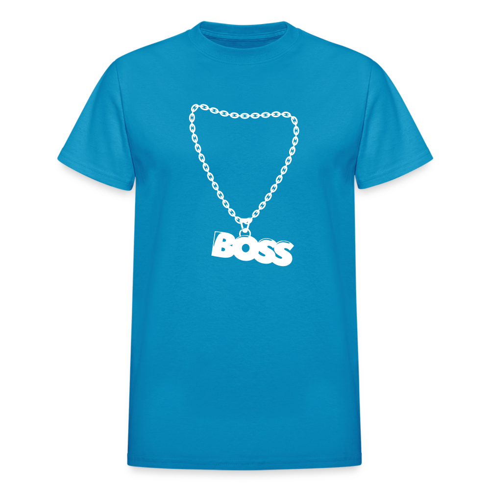 Unisex Adult Gildan Ultra Cotton Boss Print T Shirt - turquoise