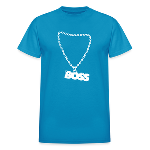 Unisex Adult Gildan Ultra Cotton Boss Print T Shirt - turquoise