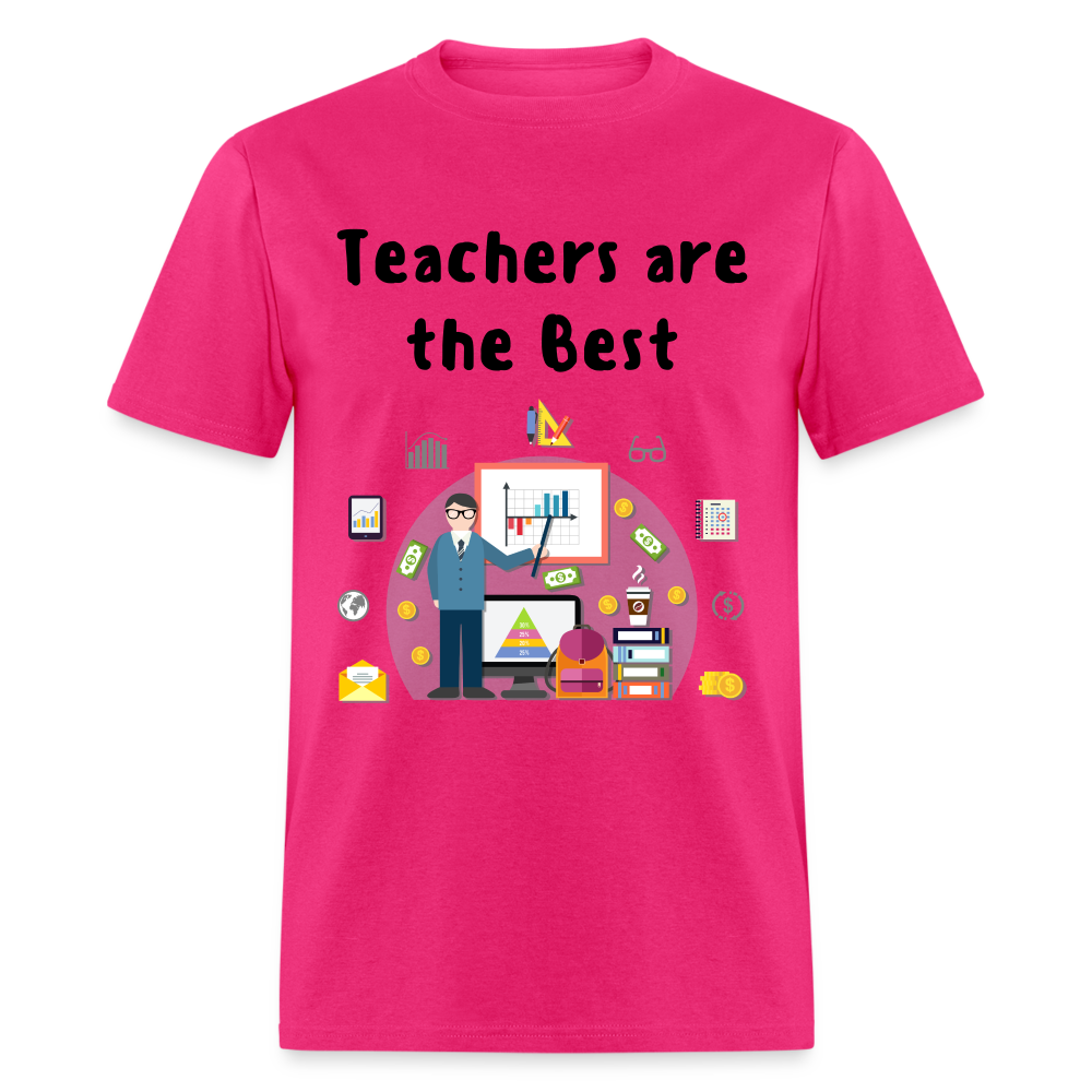 Unisex Adult Teachers Print T Shirt - fuchsia